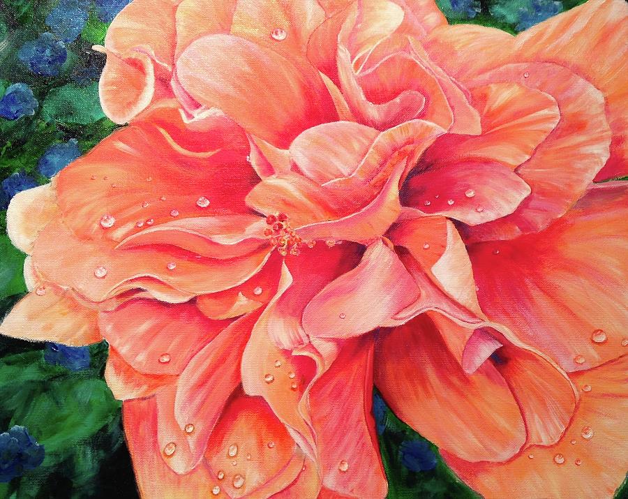 Mango Mist Tropical Hibiscus Painting by Jan Chesler