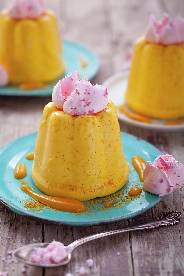 Mango Mousse With Rose Meringues Photograph by Eising Studio - Food Photo & Video