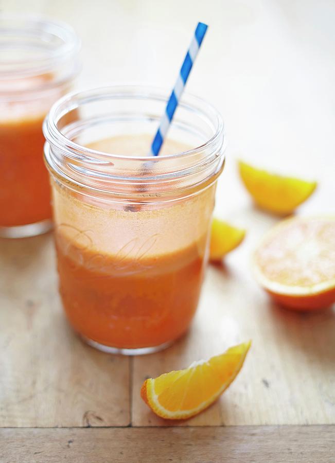 Mango-orange Vitamin Juice Photograph by Nikouline