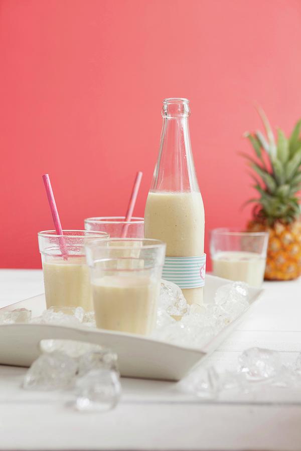Mango, Pineapple And Almond Lassis Photograph by Great Stock!