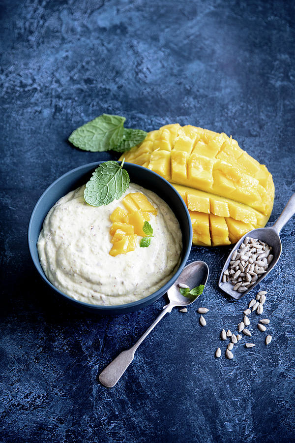 Mango Quark With Sunflower Seeds Photograph by Claudia Timmann - Fine ...