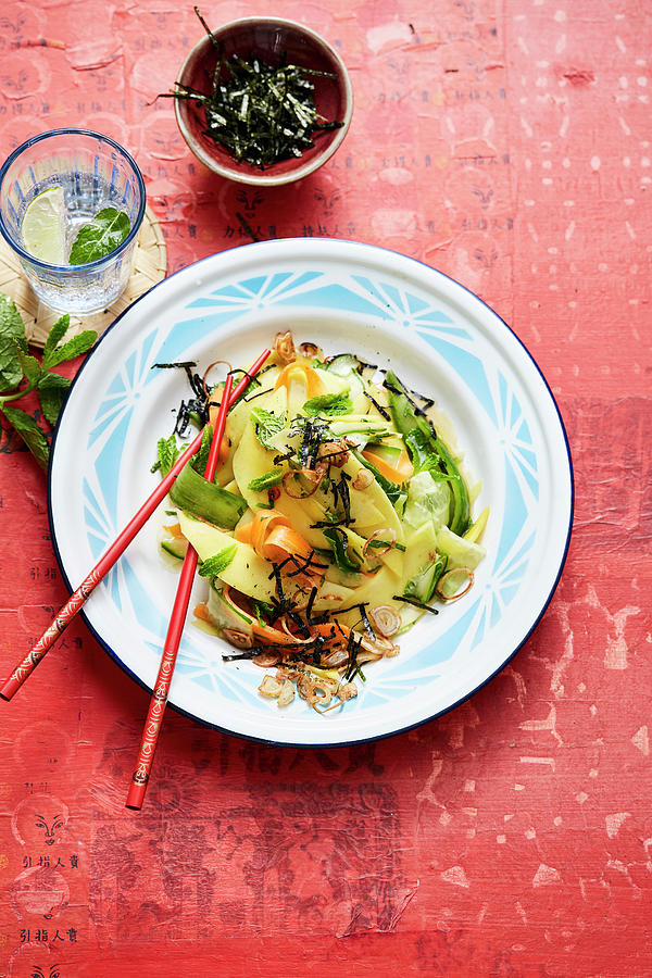 Mango Salad With Algae, Roasted Shallots, Carrots And Mint asia Photograph by Thorsten Suedfels / Stockfood Studios