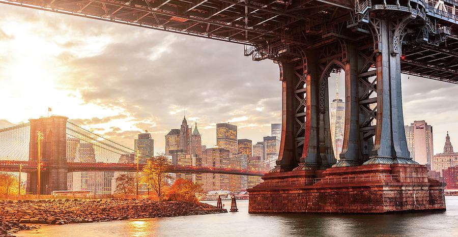 Manhattan & Brooklyn Bridge Digital Art by Antonino Bartuccio