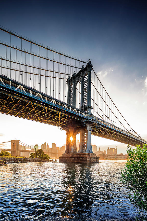 Manhattan & Brooklyn Bridges Digital Art by Antonino Bartuccio
