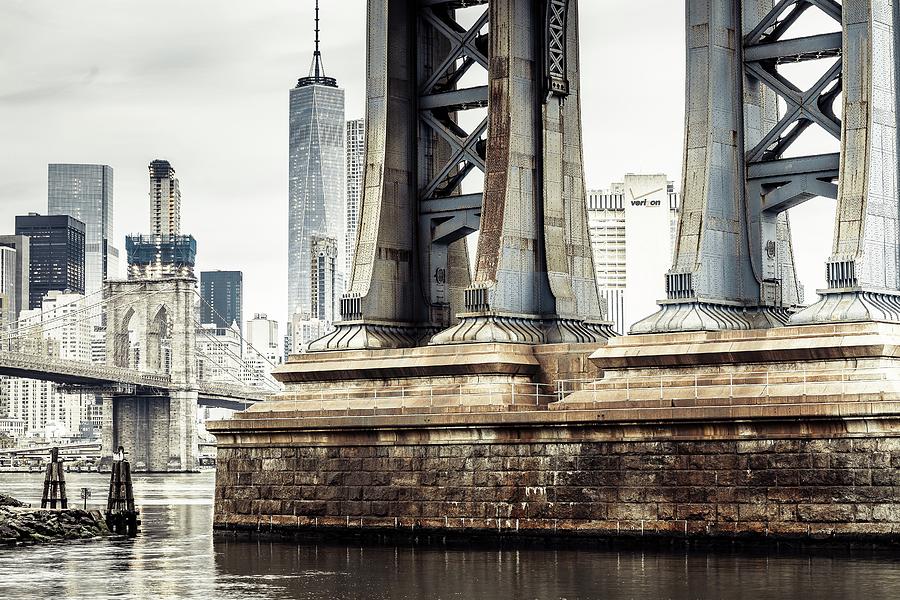 Architecture Digital Art - Manhattan Bridge & Freedom Tower by Antonino Bartuccio