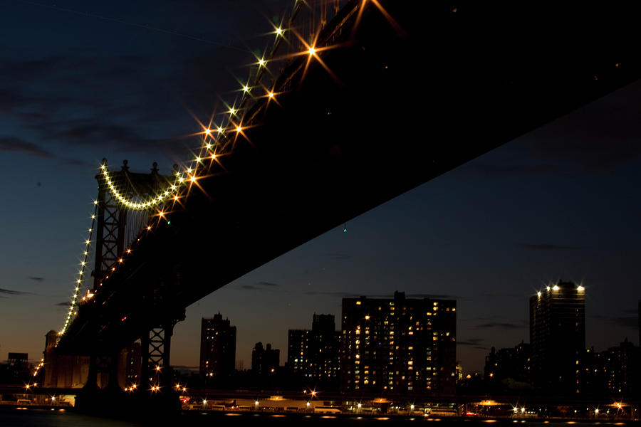 Manhattan Bridge At Night Photograph by Digitalcursor / Miron Kiriliv