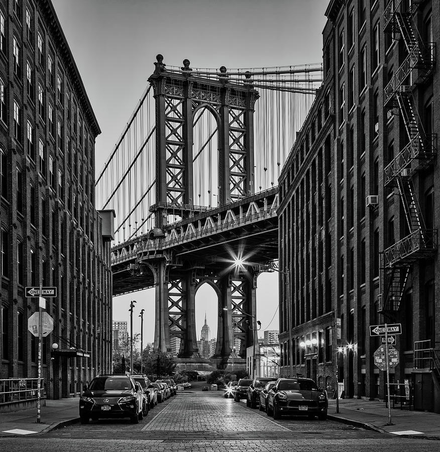 Manhattan Bridge from Dumbo bw Photograph by Jerry Fornarotto