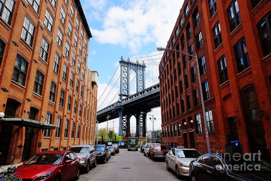 Architecture Photograph - Manhattan Bridge Seen From A Red Brick by Youproduction Architecture Photograph - Manhattan Bridge Seen From A Red Brick by Youproduction