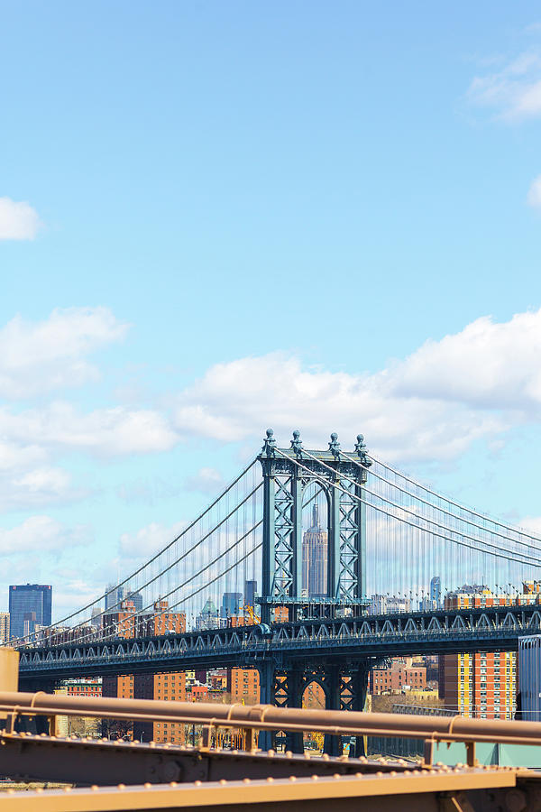 Manhattan Bridge With Empire State Photograph by Deimagine