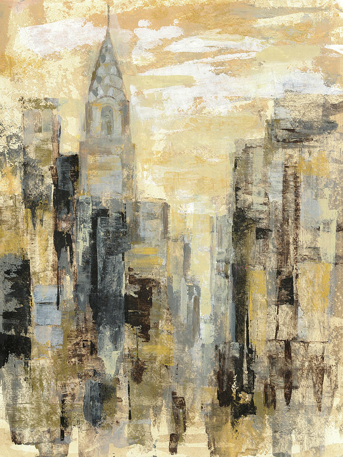 Chrysler Building Painting - Manhattan Gray And Gold I by Silvia Vassileva