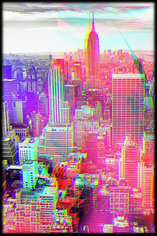 Architecture Digital Art - Manhattan New York trippy Glitch Art by Matthias Hauser