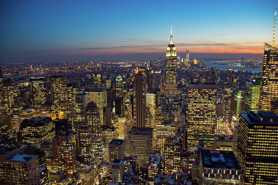 Manhattan Nightfall Photograph by Mark Hunter