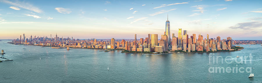 Manhattan NYC Skyline Sunset Panorama Photograph by Mike Gearin