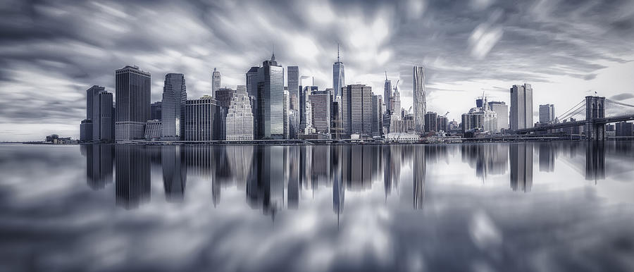 Manhattan Reflection Photograph by Michael Zheng