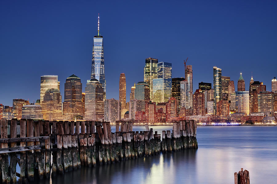 Pier Photograph - Manhattan Skyline At Night by Martin Froyda