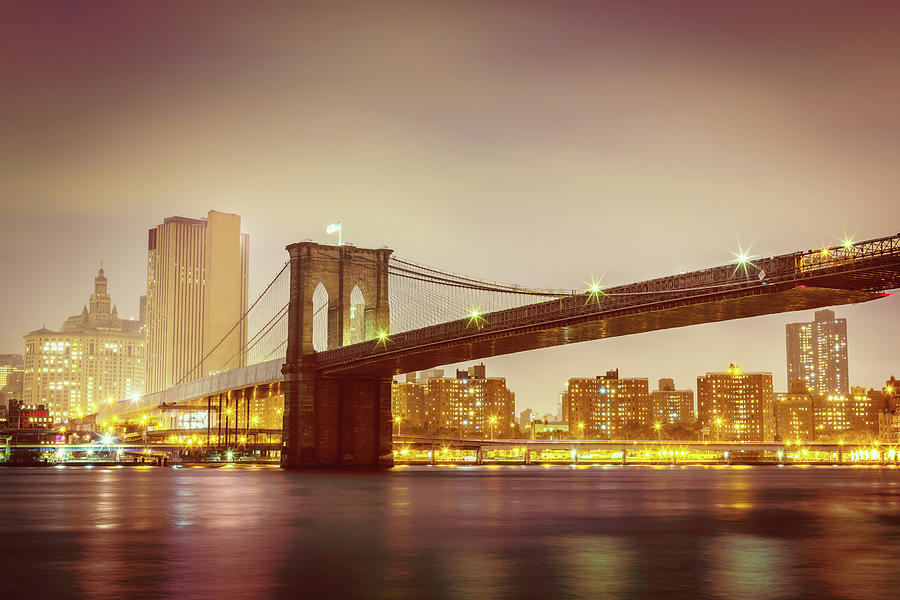 Manhattan Skyline Brooklyn Bridge New Photograph by Mlenny