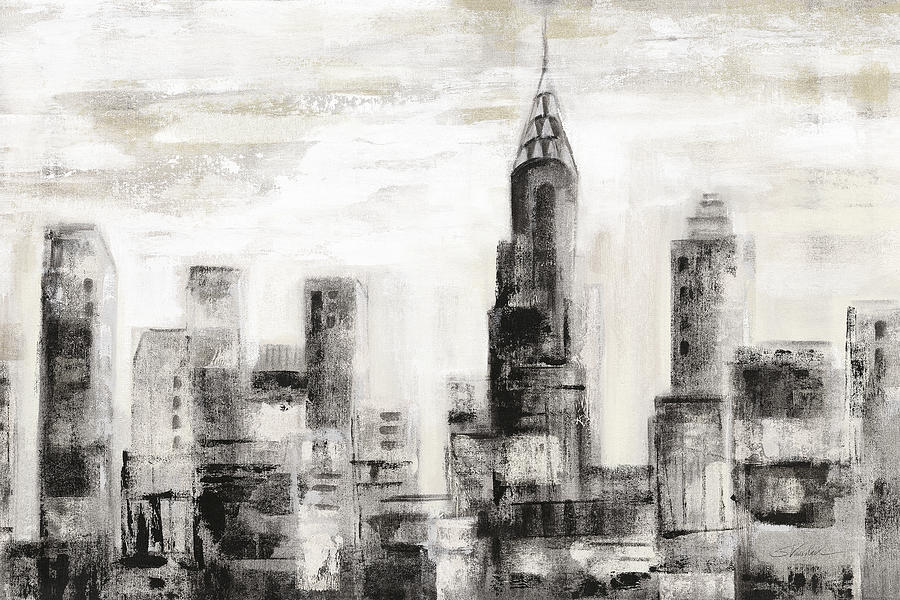 Chrysler Building Painting - Manhattan Skyline Bw Crop by Silvia Vassileva
