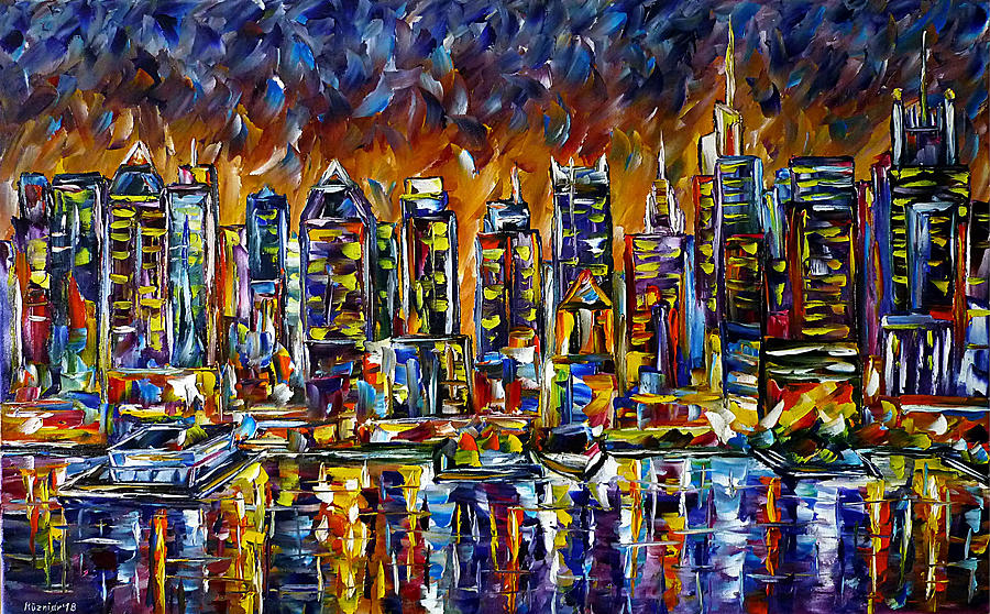 Manhattan Skyline Painting by Mirek Kuzniar