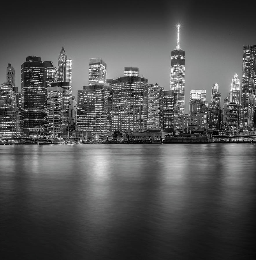 New York City Photograph - Manhattan Skyline Night-edit-3 by Moises Levy