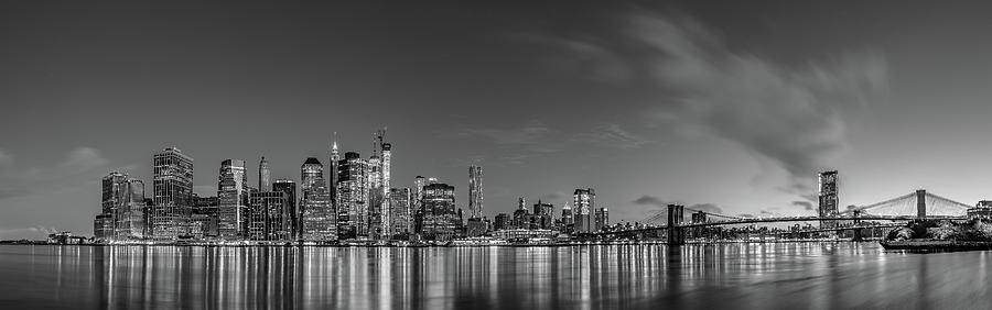 Manhattan Sunrise - BW Photograph by David Downs