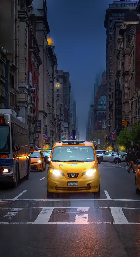 Manhattan Taxi on a Rainy Day Photograph by Mark Andrew Thomas