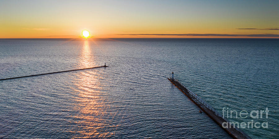 Manistee Photograph - Manistee Piers From The Sky by Twenty Two North Photography Manistee Photograph - Manistee Piers From The Sky by Twenty Two North Photography