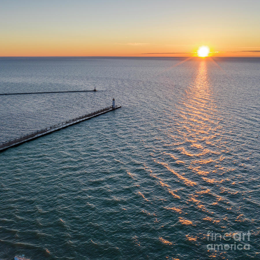 Manistee Sunset Aerial Photograph