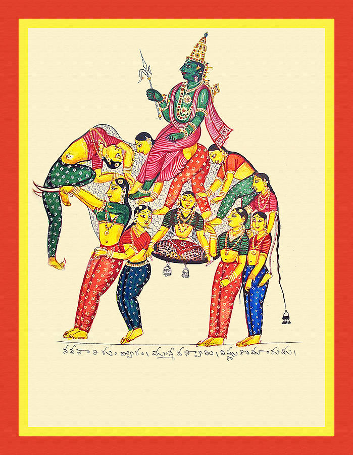 Elephant Painting - Manmatha, the god of love by Unknown