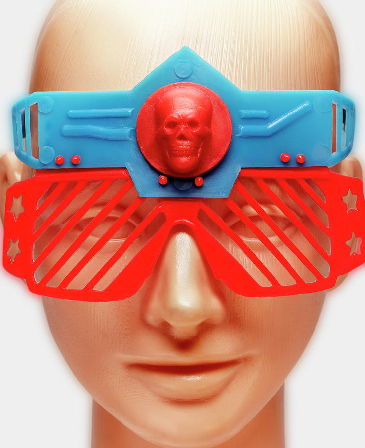 Goggle Drawing - Mannequin Wearing Blue and Red Sunglasses by CSA Images