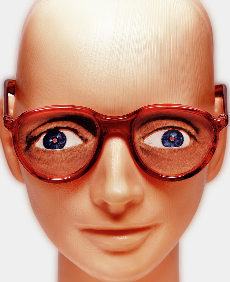 Goggle Drawing - Mannequin Wearing Glasses With Fake Eyes by CSA Images