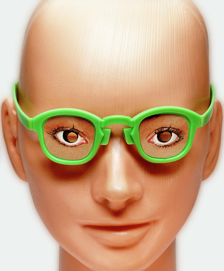 Goggle Drawing - Mannequin Wearing Green Glasses by CSA Images