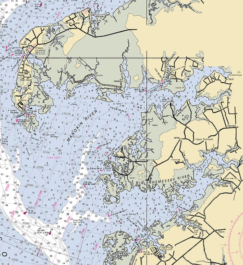 Manokin River-maryland Nautical Chart Mixed Media by Bret Johnstad ...