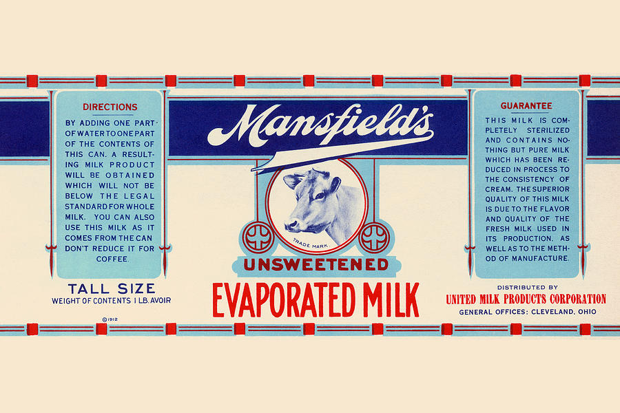 Mansfields Unsweetened Evaporated Milk Painting by Unknown