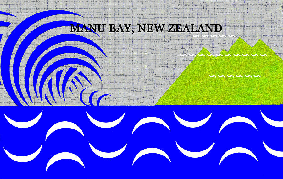 Manu Bay New Zealand surfing Digital Art by David Lee Thompson