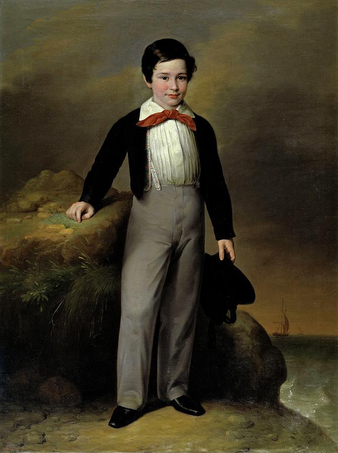 Manuel Flores Calderon as a boy, Middle 19th centur... Painting by Antonio Maria Esquivel -1806-1857-
