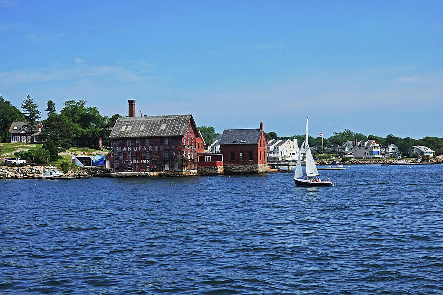 Manufactory Building Rockport MA Gloucester Harbor Sailboat Photograph by Toby McGuire