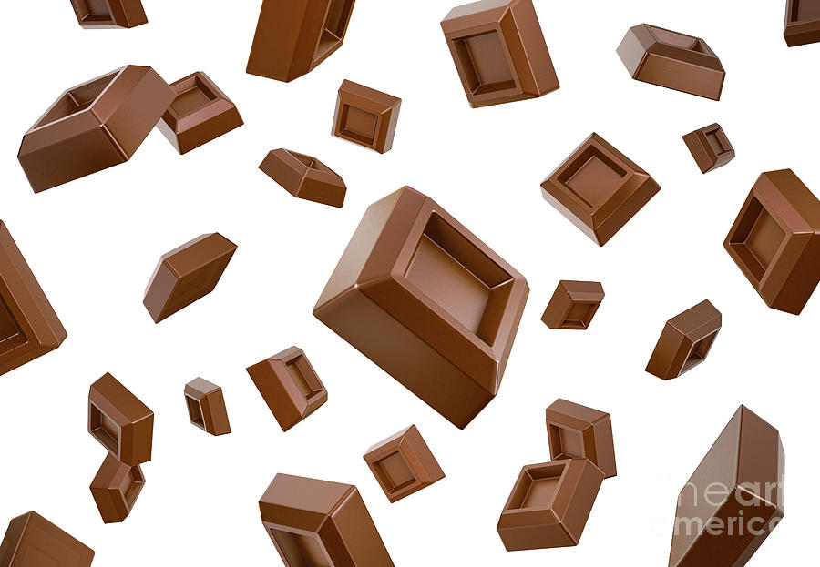 Many Chocolate Cubes Falling Down Photograph By Leonello Calvetti