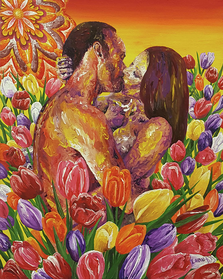 Many Colored Tulips Painting by Aarron Laidig