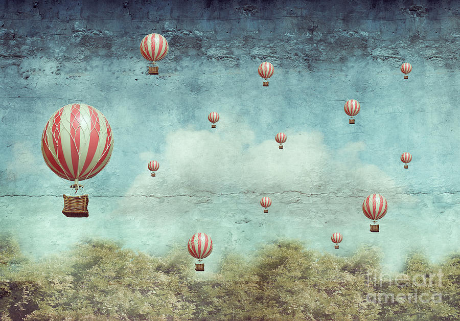 Forest Photograph - Many Hot Air Balloons Flying Over A by Valentina Photos Forest Photograph - Many Hot Air Balloons Flying Over A by Valentina Photos
