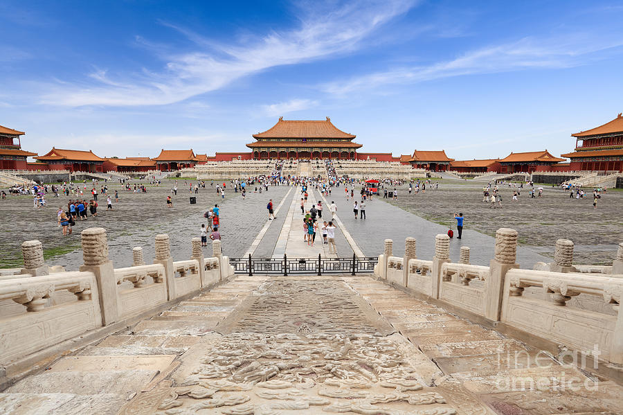 Capital Photograph - Many Tourists In The Forbidden City by Chuyuss Capital Photograph - Many Tourists In The Forbidden City by Chuyuss