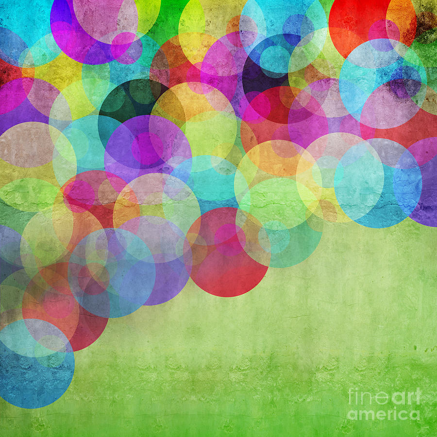 Template Digital Art - Many Vivid Color Circles On A Green by Valentina Photos Template Digital Art - Many Vivid Color Circles On A Green by Valentina Photos