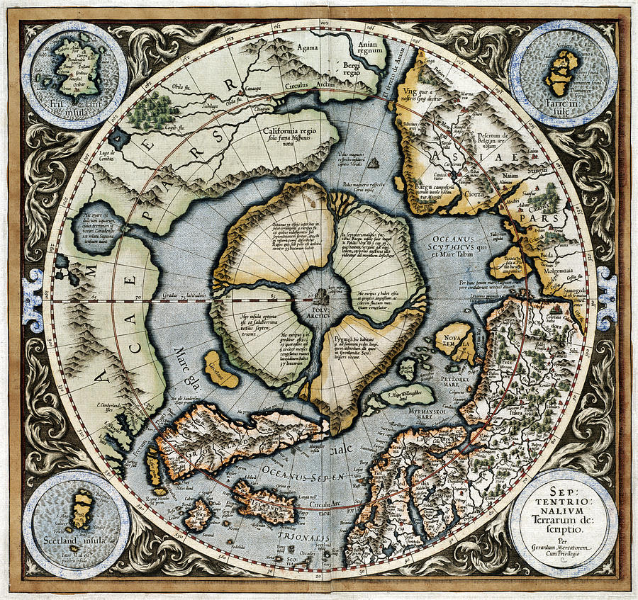 Map: Arctic, 1595 Painting By Gerhard Mercator - Pixels