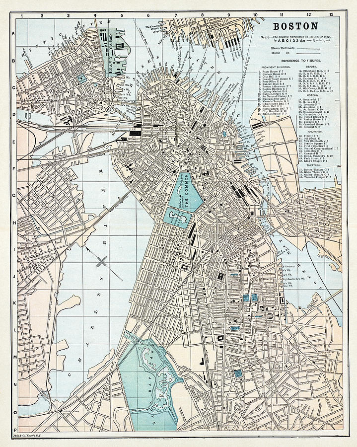 Map: Boston, 1892 Painting by Granger - Pixels