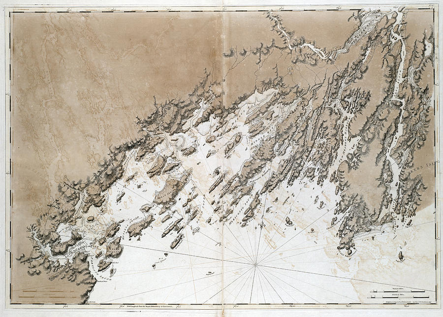 Map: Maine Coast, 1776 Painting by Joseph F.w. De Barres