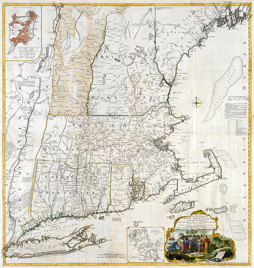 Map: New England, 1774 Painting by Thomas Jeffreys