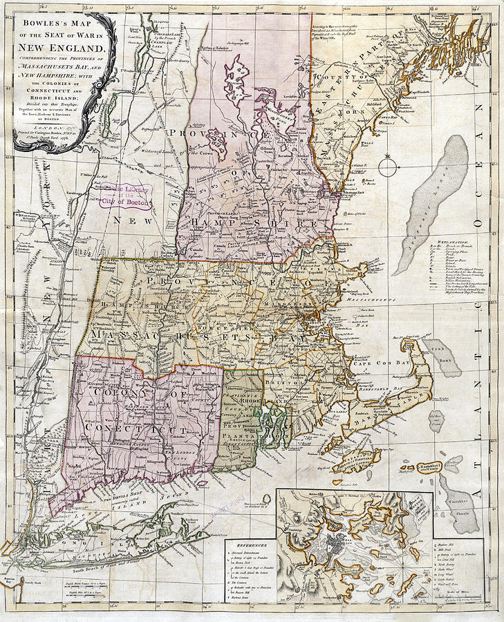 Map: New England, 1776 Painting by Carington Bowles