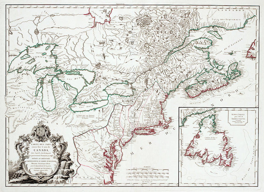 Map: North America, 1753 Painting by Didier Robert De Vaugondy