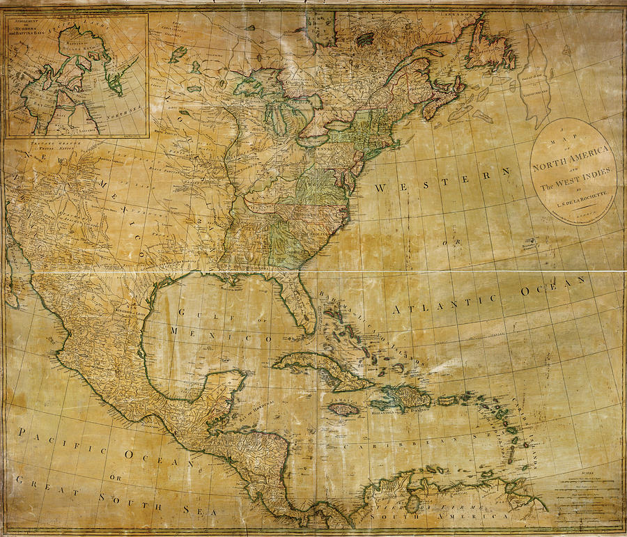 Map North America 1795 Louis Delarochette 