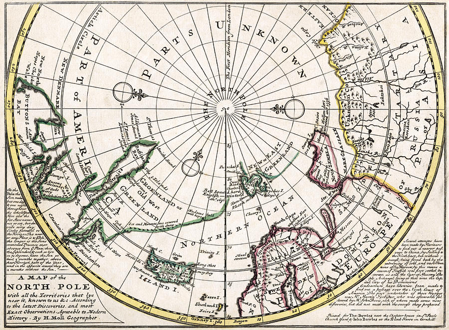 Map: North Pole, C1732 Painting by Herman Moll - Fine Art America