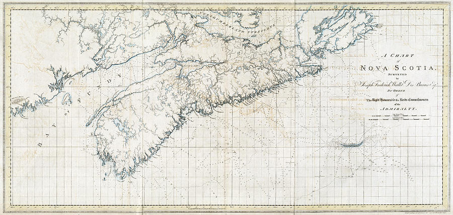 Map of Nova Scotia, 1775 Drawing by Joseph Frederick Wallet Des Barres